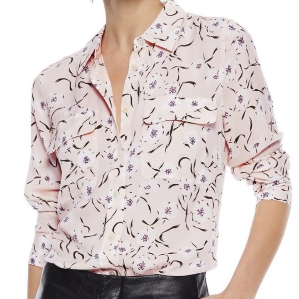 NWOT Equipment Slim Pink Silk Shirt Medium